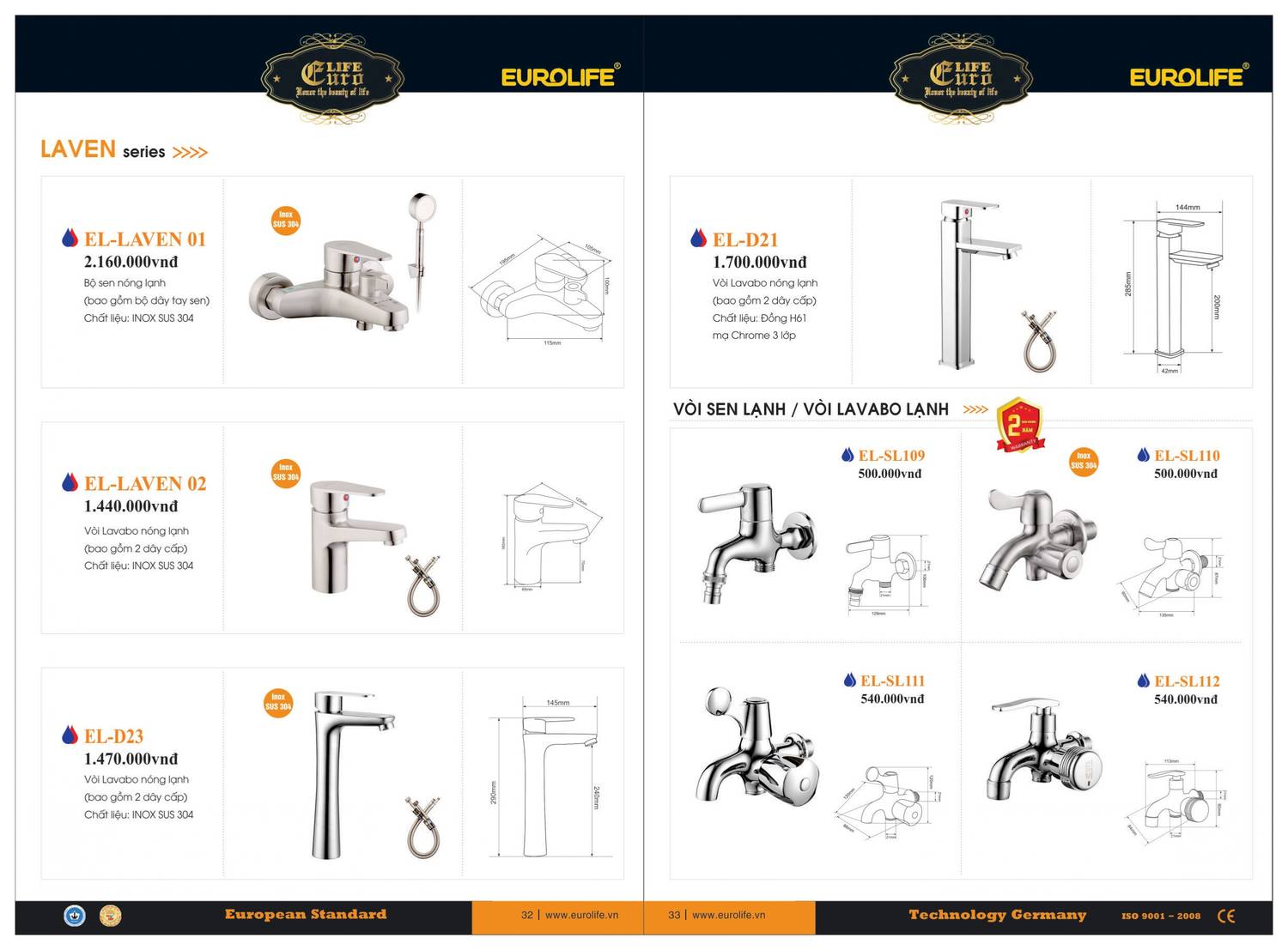Thiết bị vệ sinh EUROLIFE Catalogue và Bảng giá mới nhất /Page 17